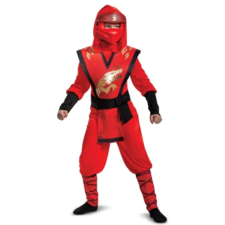 Disguise Offizielles Deluxe Kai LEGO Ninjago Kostüm, Ninja Kostüm für Kinder, Rot, inkl. Maske, ideal für Karneval und Halloween – Bild 1