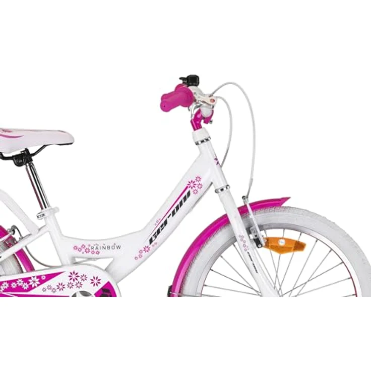Rezzak 20 Zoll Mädchenfahrrad mit V-Bremse und Rücktrittbremse, Reflektoren, Schutzblech, Weiss-Pink - NEU-081 – Bild 3