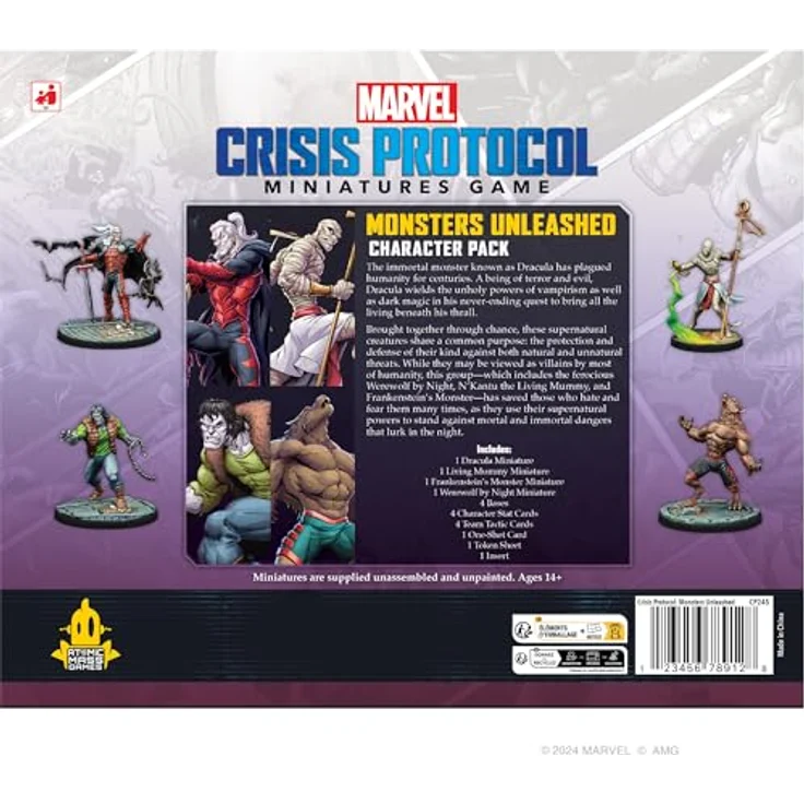 Atomic Mass Games AMGD2130 - Marvel: Crisis Protocol - Monsters Unleashed Character Pack, Erweiterung mit Dracula, Werewolf by Night, Lebender Mumie und Frankensteins Monster, für 2 Spieler ab 14 Jahren – Bild 2