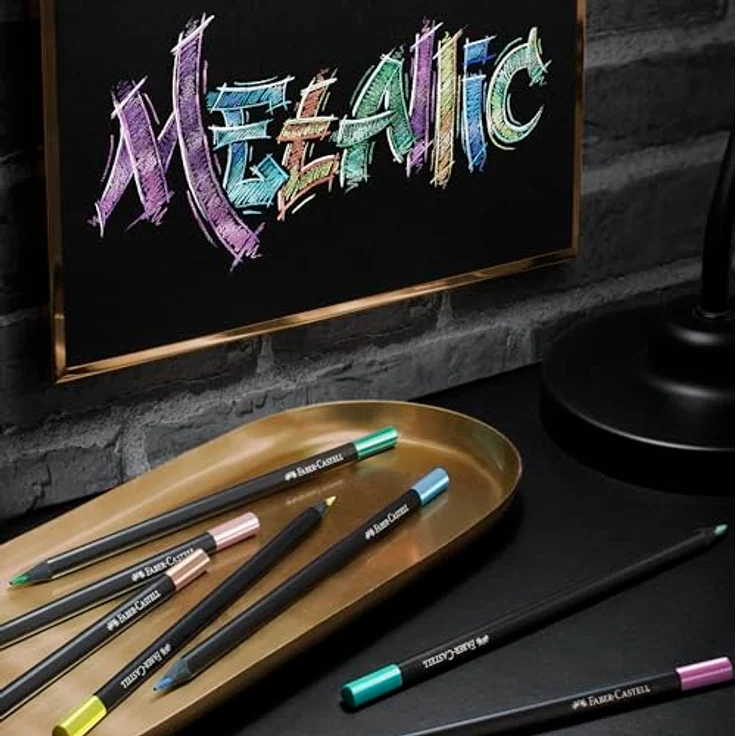 Faber-Castell Black Edition Metallic-Buntstifte: 12 Stück, schwarzes Holz und superweiche Mine – Bild 3