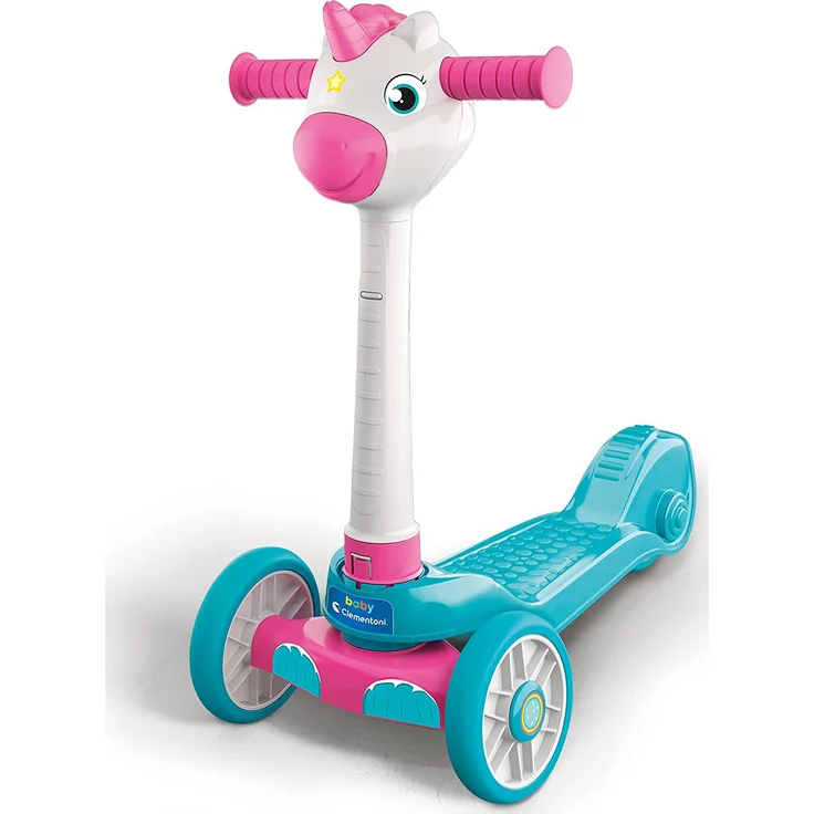 Clementoni 120 Baby Unicorn Push Scooter für Mädchen 2 Jahre, 3 Räder, Innen & Outdoor, Multi-Coloured