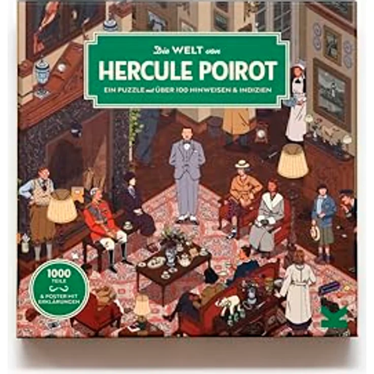 Laurence King Die Welt von Hercule Poirot, 1000 Teile-Puzzle, mit A2-Poster und detektivischen Hinweisen, Weiß, 20x30 cm – Bild 2