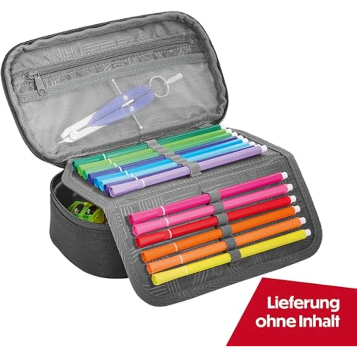 Coocazoo Mäppchen „Midnight Black”, schwarz, Federmäppchen mit großem Hauptfach, Reißverschlussfach, Stiftehalter und Fach für Geodreieck, ab der 3. Klasse – Bild 2