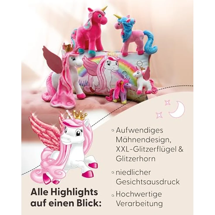 "Nici Kuscheltier Lissy PONY, Einhorn Tamani weiß-pink, 22 cm, stehend" – Bild 4