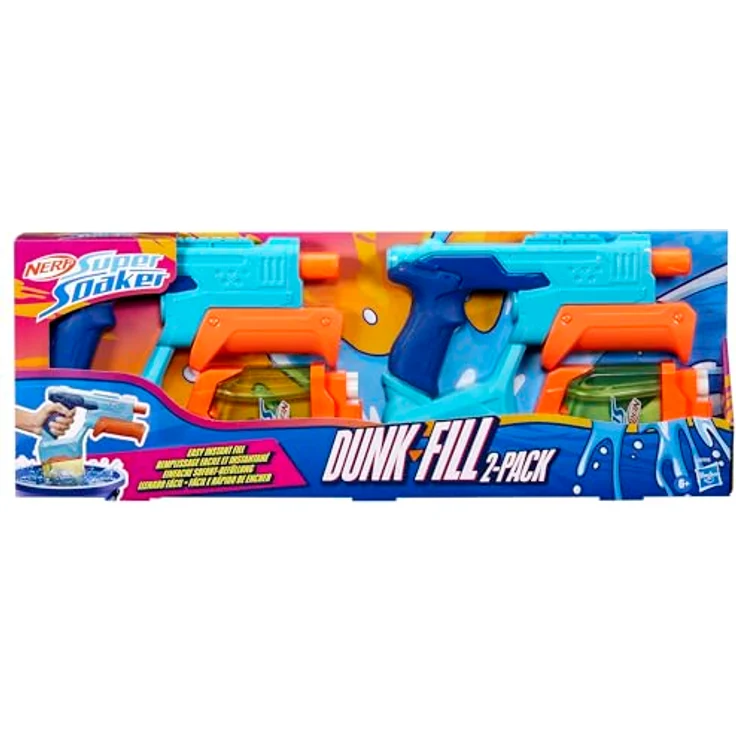 Super Soaker Nerf Dunk-Fill Wasserblaster 2er-Pack, 300 ml Tank-Kapazität mit Pump-Action und durchsichtigen Tanks – Bild 2