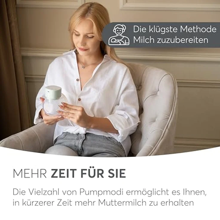Kikka Boo NOA Elektrische Milchpumpe - freihändig, tragbar, 3 Modi und 9 Saugstufen, LED Sensorbildschirm, Speicherfunktion, Minze – Bild 5