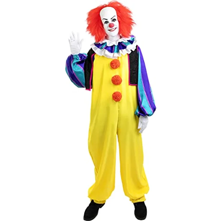 Funidelia Pennywise Kostüm - Es (Movie) 100% OFFIZIELLE für Herren, Größe XL, bunt, inklusive Overall, Kragen und Handschuhe – Bild 2
