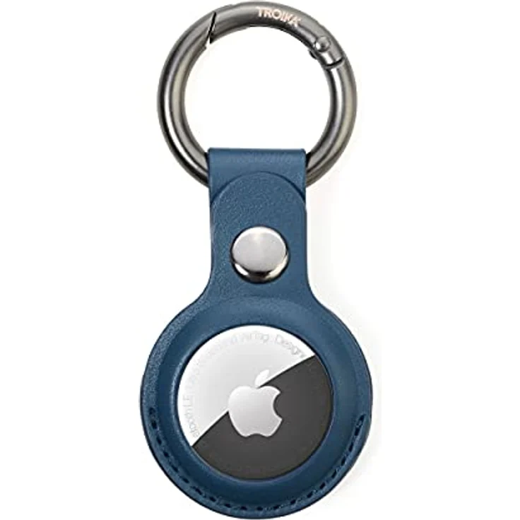 TROIKA Schlüsselanhänger Schutzhülle für APPLE AirTag® Ortungsknopf AIRTAG, Schwarzes Kunstleder mit gunmetalfarbenen Metallteilen – Bild 4