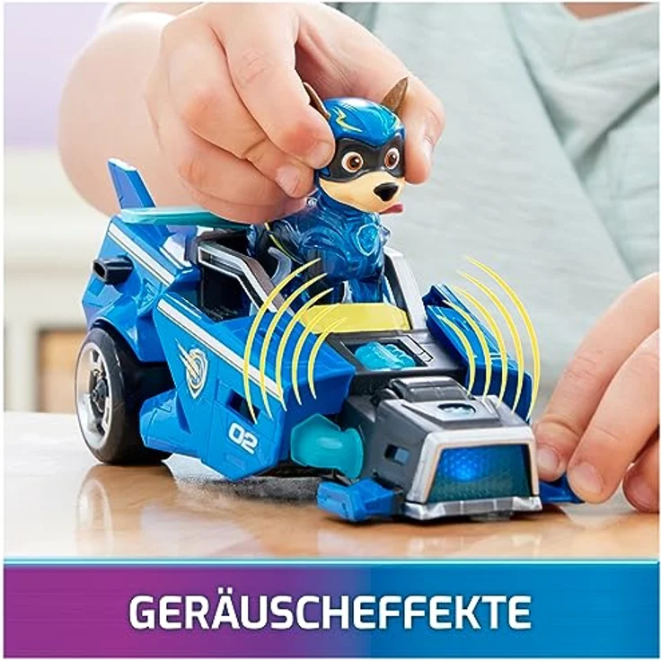 PAW PATROL: Der Mighty Kinofilm, Superhelden-Basis-Fahrzeug Spielzeugauto von Chase mit Welpenfigur, Polizeiauto mit Licht- und Geräuscheffekten, Spielzeug geeignet für Kinder ab 3 Jahren – Bild 4