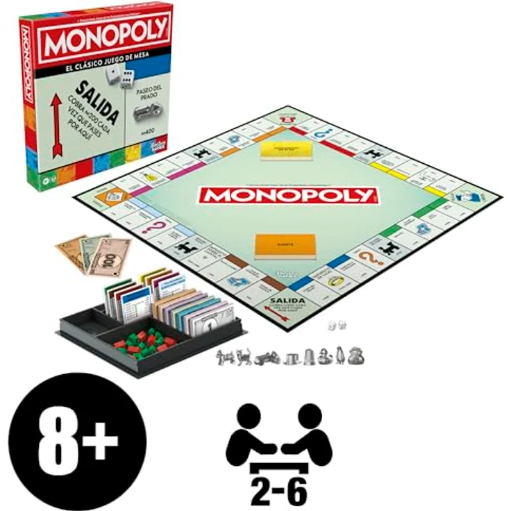 Hasbro Monopoly, Brettspiel mit Aufbewahrungsfach und größeren Spielfiguren, Spanische Edition – Bild 2