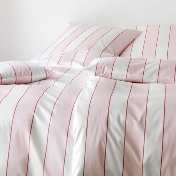 elegante Mako-Satin Bettwäsche Levens, gestreiftes Design, himbeerrosa, 1 Bettbezug 135 x 200 cm + 1 Kissenbezug 80 x 80 cm, atmungsaktiv und feuchtigkeitsregulierend, mit Reißverschluss, waschbar bei 60°C, trocknergeeignet – Bild 3