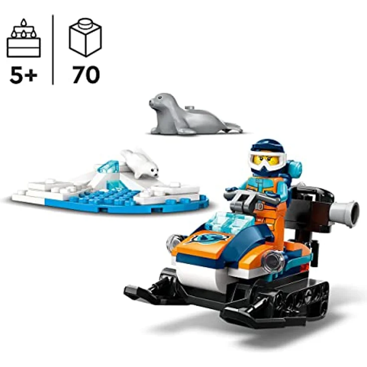 LEGO City Arktis-Schneemobil, Konstruktionsspielzeug-Set mit 3 Tier-Figuren und einer Explorer-Minifigur, für Kinder ab 5 Jahren 60376 – Bild 2