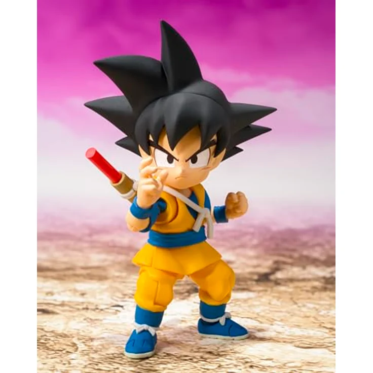 TAMASHII NATIONS Dragon Ball DAIMA, Son Goku (Mini) S.H.Figuarts Actionfigur, ca. 7,1 cm groß mit Ersatzteilen und einzigartiger beweglicher Struktur – Bild 3