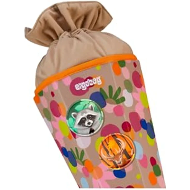 ergobag Schultüte mit Kordelzug, 2-in-1 Aufbewahrungsbeutel aus 100 % recyceltem Material, individuell gestaltbar mit Kletties – Bild 3