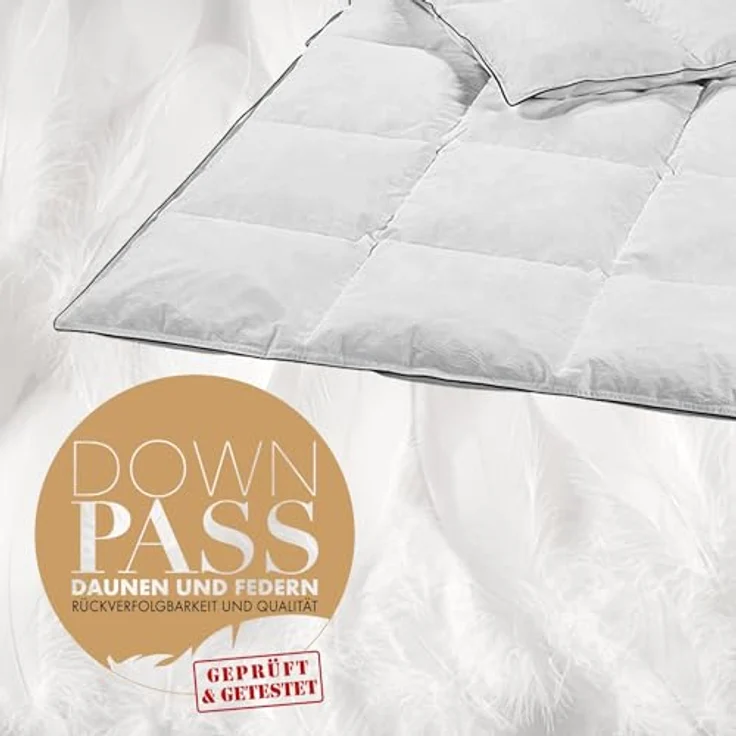 sleepling 197024 warme Winterdecke Bettdecke Daunendecke Federdecke | 20% Daunen 80% Federn (Klasse 1, 940 gr.) | Downpass | 100% Daunen-Batist | Made in EU | Waschbar 60 Grad | 135 x 200 cm, weiß – Bild 3