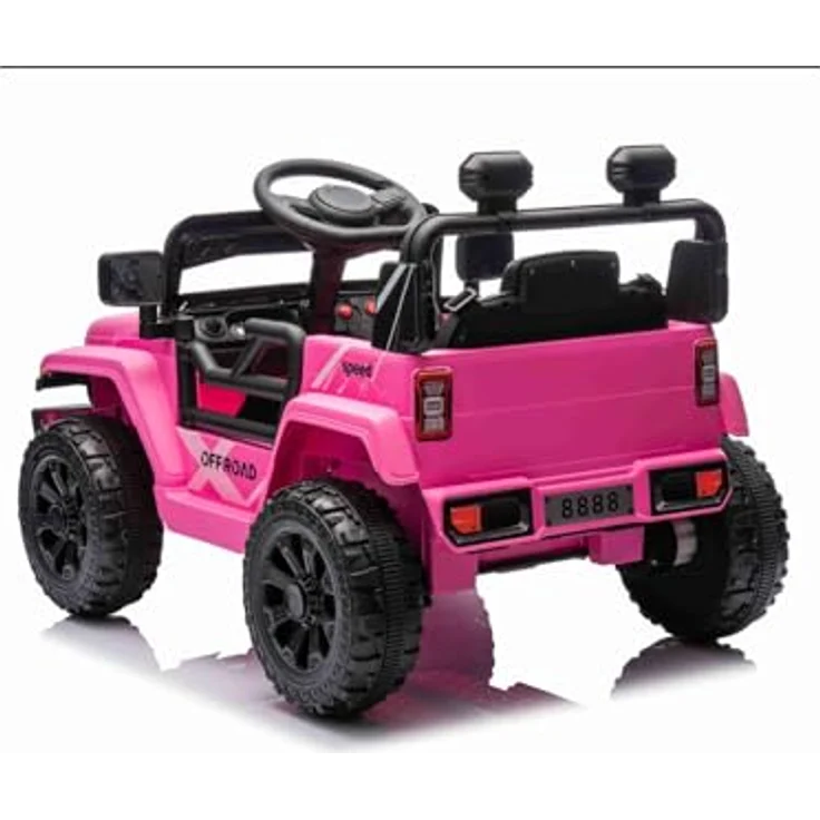 RIRICAR Kinder elektroauto Offroad New mit Hinterradantrieb, rosa, Lithium-Batterie, hohes Fahrgestell, breiter Sitz, Hinterradfederung, 2,4-GHz-Fernbedienung, MP3-Player mit USB/AUX-Anschluss, LED-Leuchten – Bild 4