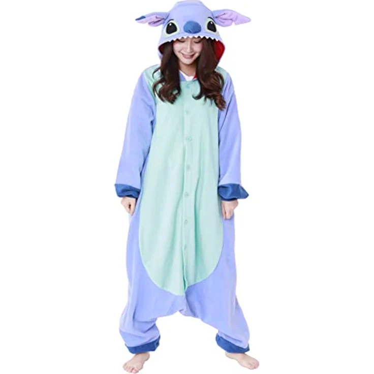SAZAC Stitch Onesie (Lilo & Stitch Disney) Kigurumi Einteiler Onesie Kostüm Jumpsuit | One Size Fits All (155 – 180 cm) | Gemütlicher Einteiler in lebendigen Farben – Bild 5