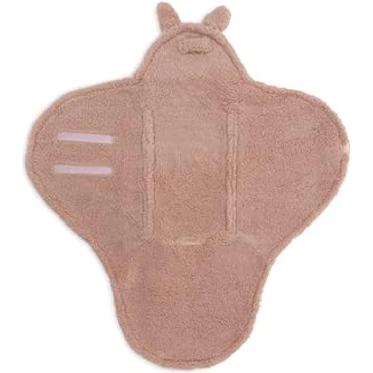 Jollein Einschlagdecke für Babyschale Bunny, flauschiges Kunstfell, weiches Innenmaterial, süßes Häschengesicht, Polyester, 100%, weiß – Bild 3
