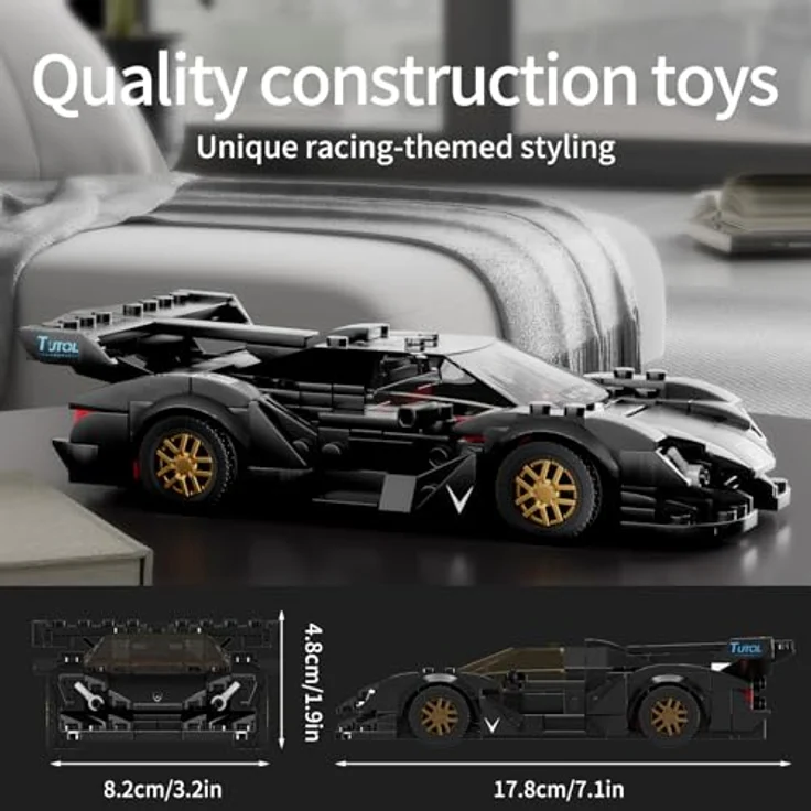 Mould King 27061 Technik Speed Champion Sportwagen Bauspielzeug, 325 Teile mit Acryl Vitrine, umweltfreundliche Klemmbausteine – Bild 2