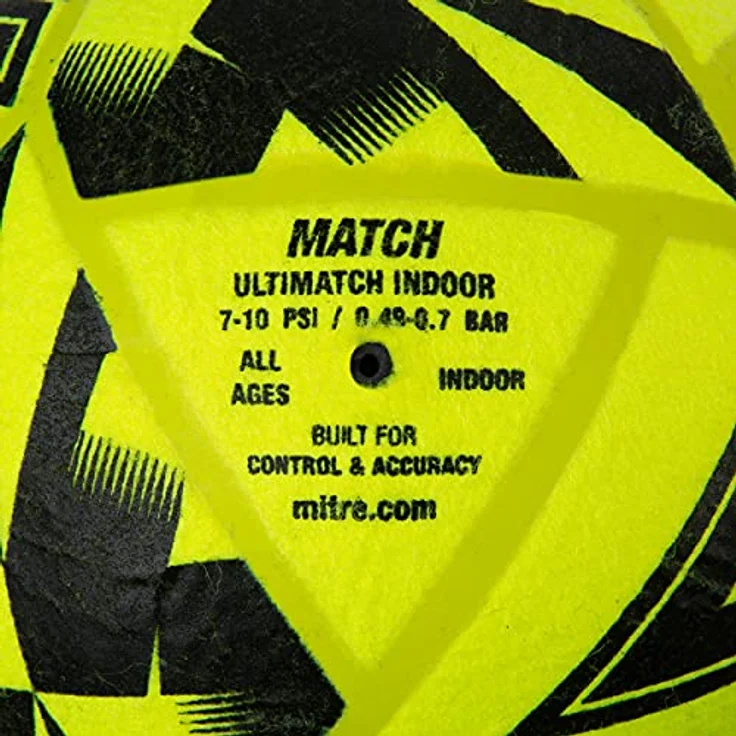 Mitre Ultimatch Indoor-Fußball, Neues Design, extra haltbar, formstabil, gelb, schwarz, Ballgröße 5 – Bild 5