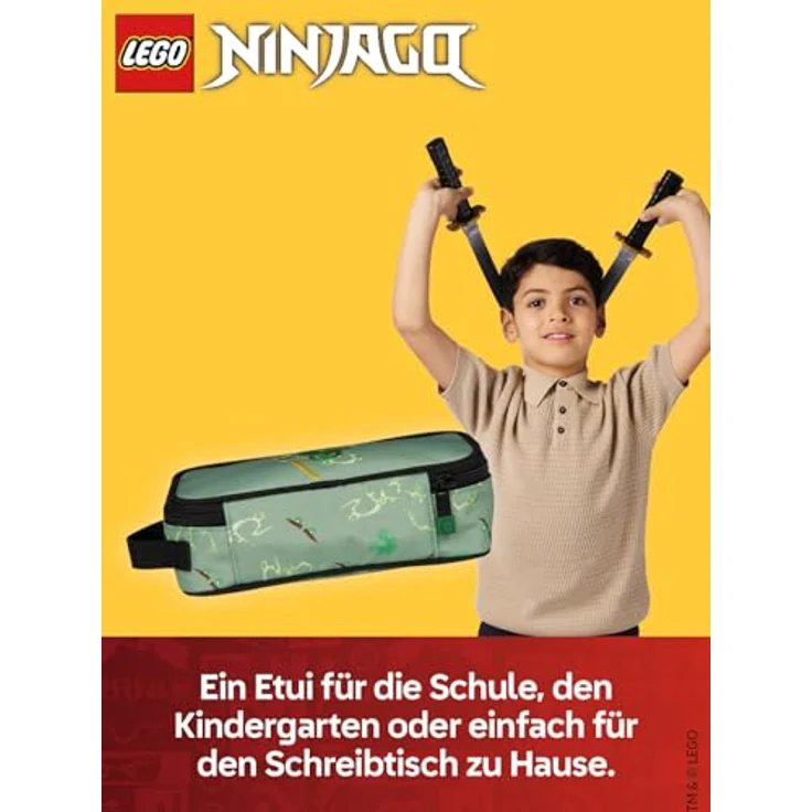 SKANDO BAGS LEGO® NINJAGO® Federmäppchen Junge Spinjitzu Master, geräumiges Faulenzer Mäppchen mit Namensschild & Tragegriff, 21 x 6 x 10 cm – für Schule & Kindergarten – Bild 2
