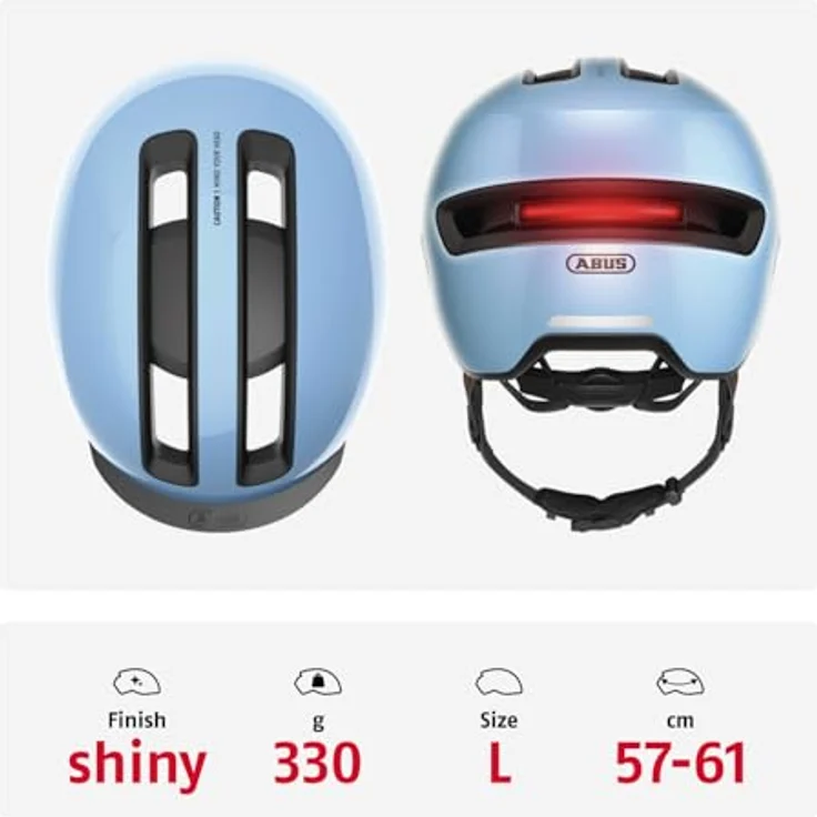 Abus HUD-Y, Kinderfahrradhelm mit aufladbarem LED-Rücklicht und Magnetverschluss, urbaner Stil für Damen und Herren – Bild 3