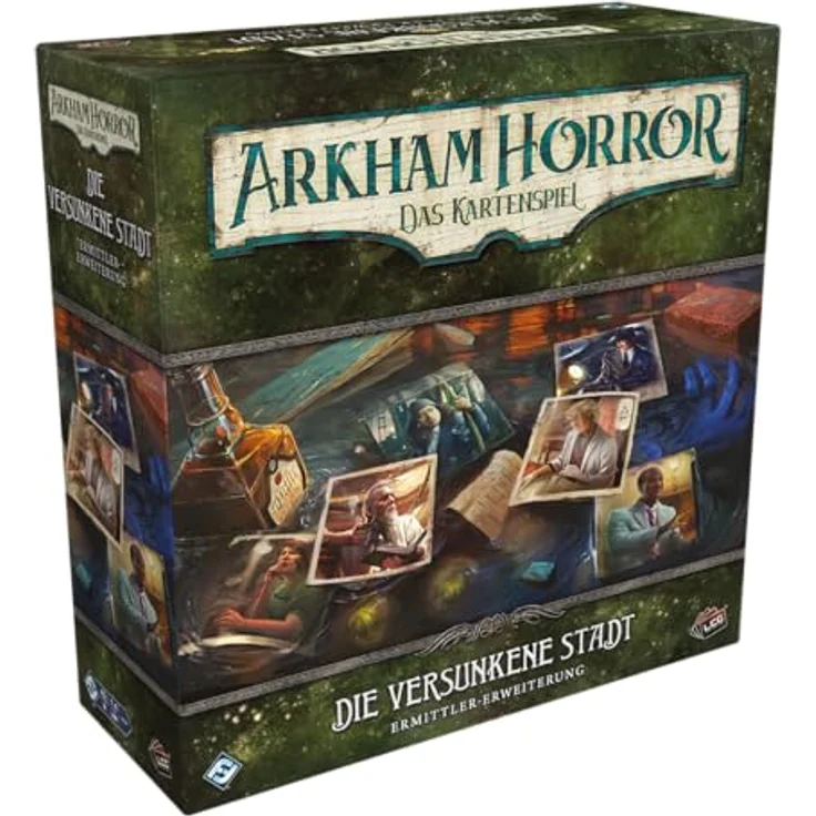 Fantasy Flight Games, Arkham Horror Das Kartenspiel - Die versunkene Stadt, Ermittler-Erweiterung, Kartenspiel, 1-4 Spieler, 45 Minuten, Deutsch – Bild 1