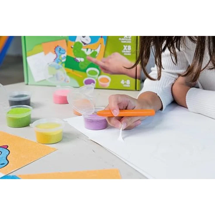 Jovi Play&Fun Sandmalerei-Set, 8 x 40 g farbiger Sand, 3 Tiermalfolien, für Kinder ab 3 Jahren – Bild 2