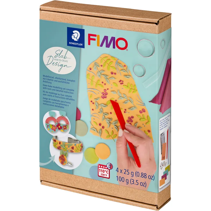 FIMO Modelliermasse soft Set, 100 g, in verschiedenen Designs wie Holz, Jeans, Slab und Abalone