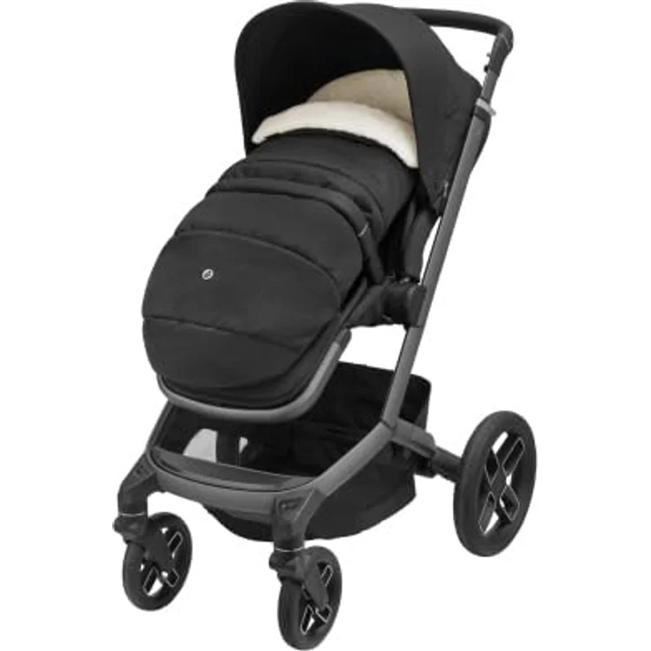 Maxi-Cosi 2in1 Fußsack für Kinderwagen & Buggys, wasserabweisend, kuscheliges Teddy-Fleece, Twillic Black – Bild 5
