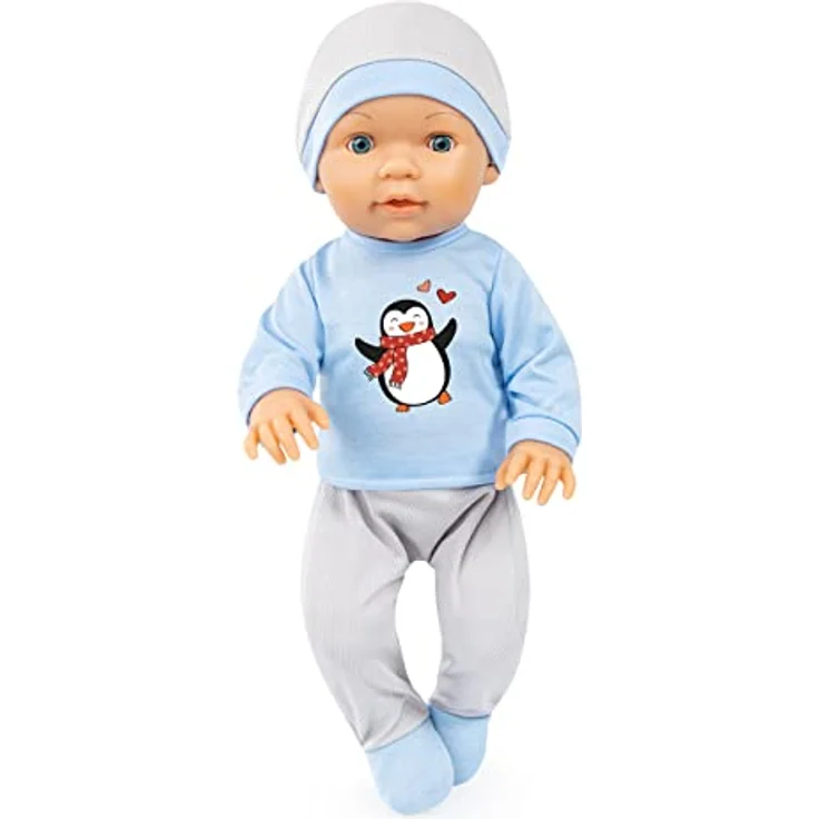 Bayer Puppenkleidung Pullover/Hose 38-42 cm (Set, 7-tlg), Pinguinmotiv, fröhlich bunt – Bild 4