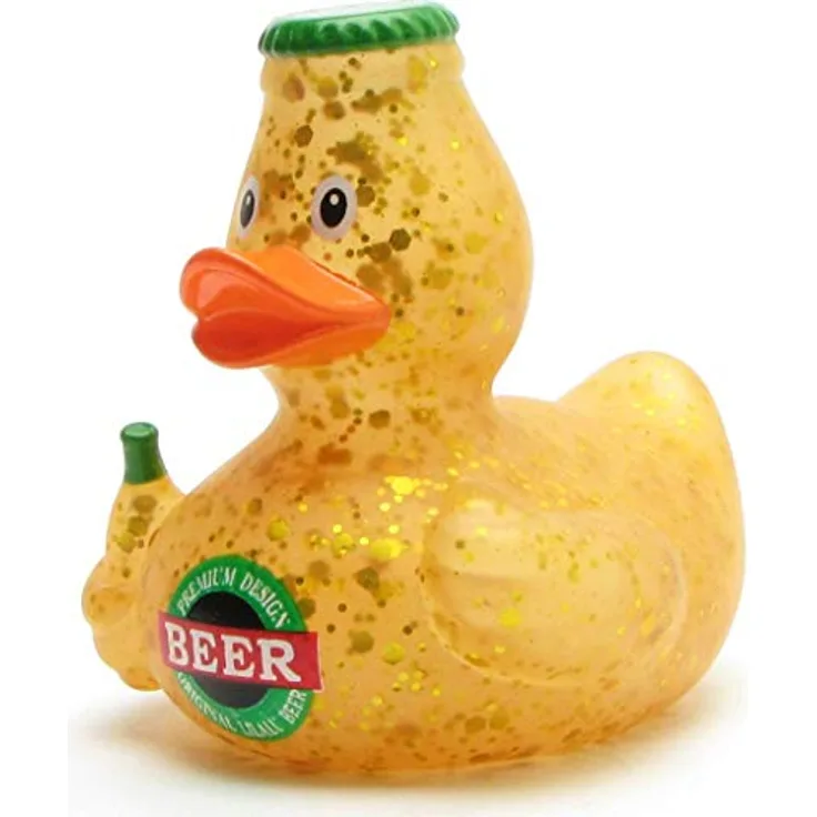 Bier Badeente I Quietscheente I L: 8,5 cm I inkl. Badeenten-Schlüsselanhänger im Set