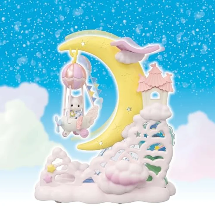 Sylvanian Families Magisches Luftschiff mit Milchkatzen-Babyfigur, inklusive beweglicher Figuren und Kombinationsmöglichkeit mit Regenbogenzug – Bild 6