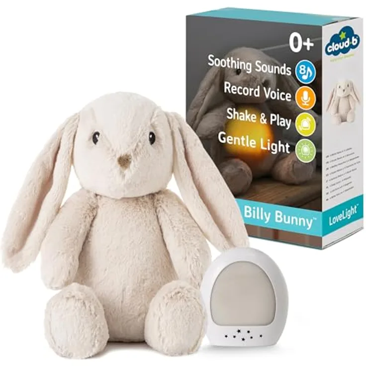Cloud.b LoveLight™ Buddies - Billy der Hase | Sprachaufnahme | Beruhigende Klänge | Shake & Play | Sanftes Licht