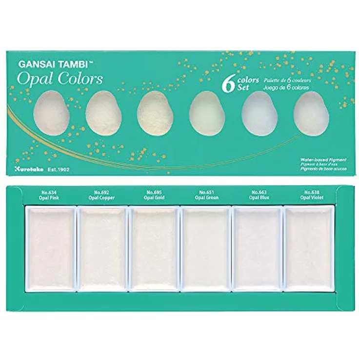 Kuretake ZIG GANSAI TAMBI 6 Farben Set, Malfarben in opalen Farbtönen
