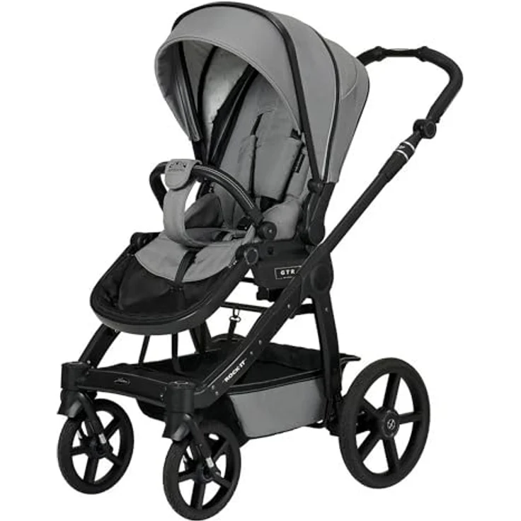 Hartan Kinderwagenset Rock IT Outdoor, Kombikinderwagen, grau, 3-teilig, EN 1888, UV 50+, AZO-frei, Made in Germany, mit Feststellbremse, kugelgelagerten Rädern und 5-Punkte-Gurt – Bild 4