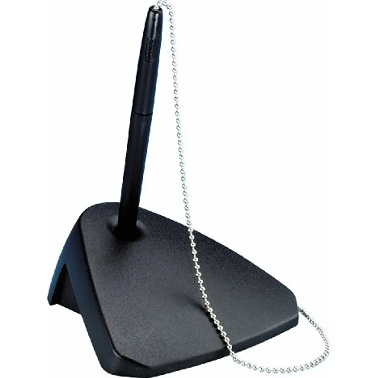 Maul Kuliständer Modern | eleganter Kugelschreiberständer mit stabiler Metallkette | bruchsicherer Kunststoff | für ideale Organisation am Schreibtisch, Empfangstresen oder im Büro | Schwarz