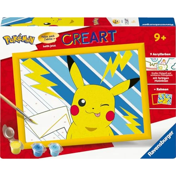 Ravensburger Malen nach Zahlen CreArt, Freches Pikachu, Made in Europe, mit farbigen Motivlinien – Bild 2