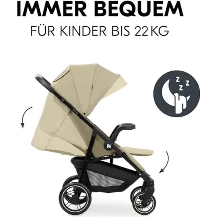 Hauck Kinderwagen Shop N Care, Klappbuggy bis 25 kg mit Liegefunktion, Getränkehalter und Snack Tablett, Klein Zusammenklappbar, Sonnenverdeck (UPF 50+), XL Korb (Olive) - Preisvergleich – Bild 4