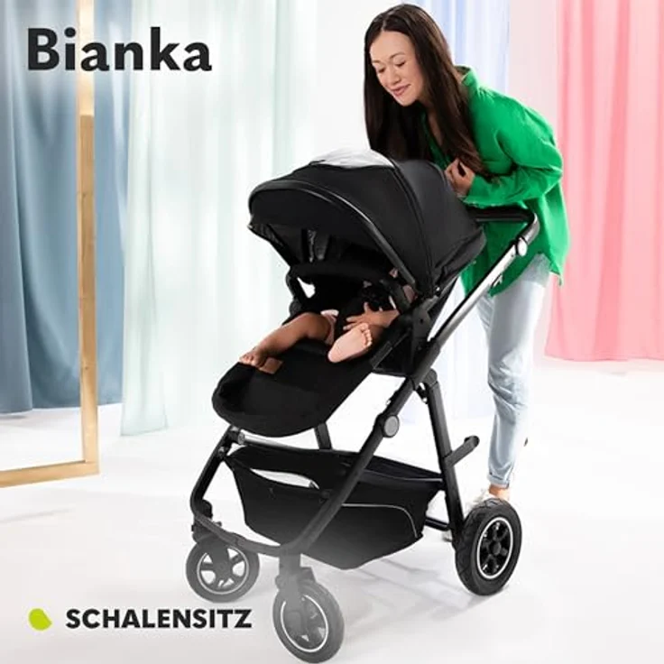 Lionelo Bianka, Kinderwagen mit verstellbarem Sitz und großem Einkaufskorb, schwarz – Bild 5
