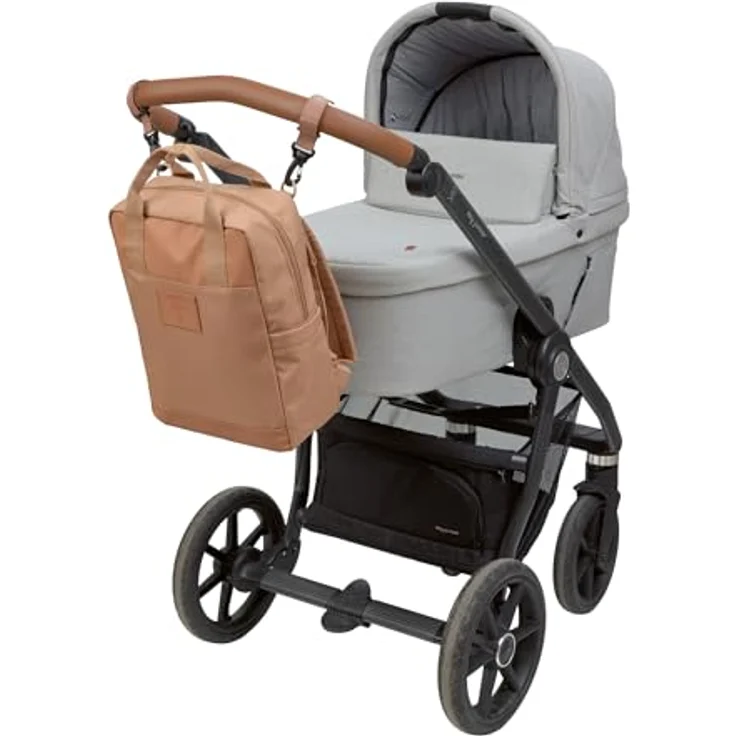 LÄSSIG Vividal Backpack, Baby Wickelrucksack mit Wickelunterlage, Kinderwagenbefestigung, Flaschenhalter, nachhaltig produziert, almond – Bild 3