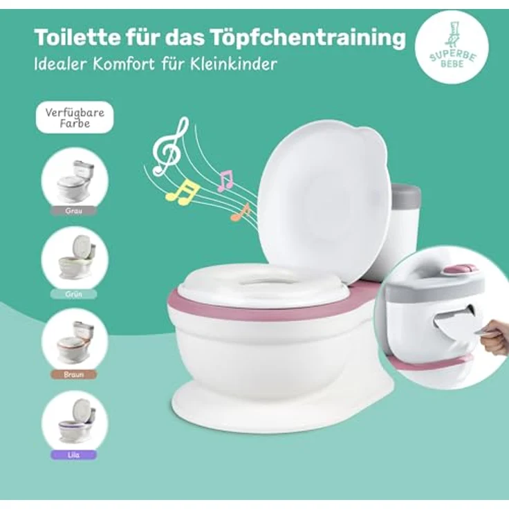 Kinder töpfchen - Lern Toilette mit Rückenlehne - Babytoilette - Baby- und Kindertoilette - Bequem, rutschfest, spritzwassergeschützt und geruchshemmend - Einfaches Entleeren mit abnehmbarem Topf – Bild 3