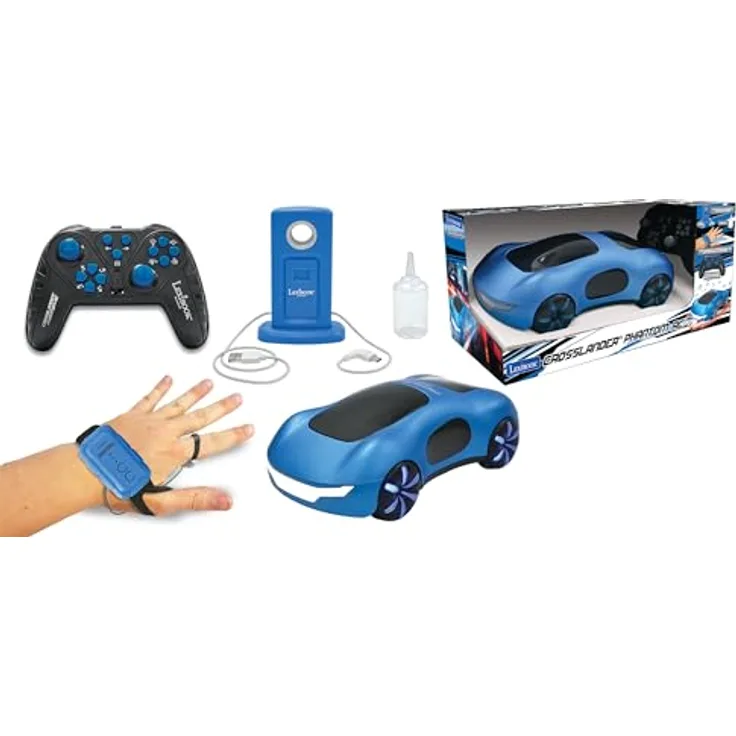 Lexibook Crosslander Phantom RC, Ferngesteuertes Rennauto mit Rauchdüsen, bis zu 15 km/h, Driftmodus, Classic- und Gestenfernsteuerung, Sound- und Lichteffekte, Blau