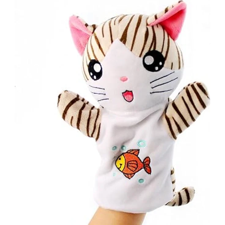 LOMTRATS Handpuppen Set für Kinder, 5 Tierhandpuppen (Wolf, Tiger, Löwe, Affe, Igel), 25 cm, weich und waschbar, ideal für Geschichtenerzählen und Unterricht – Bild 1