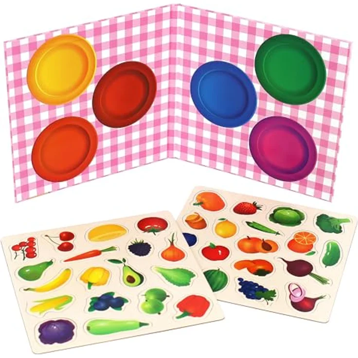 Magnikon Magnetspiel "Farben lernen", Sortierspiel für Kinder mit Obst, Gemüse und geometrischen Formen, 20 x 40 cm geöffnet – Bild 2