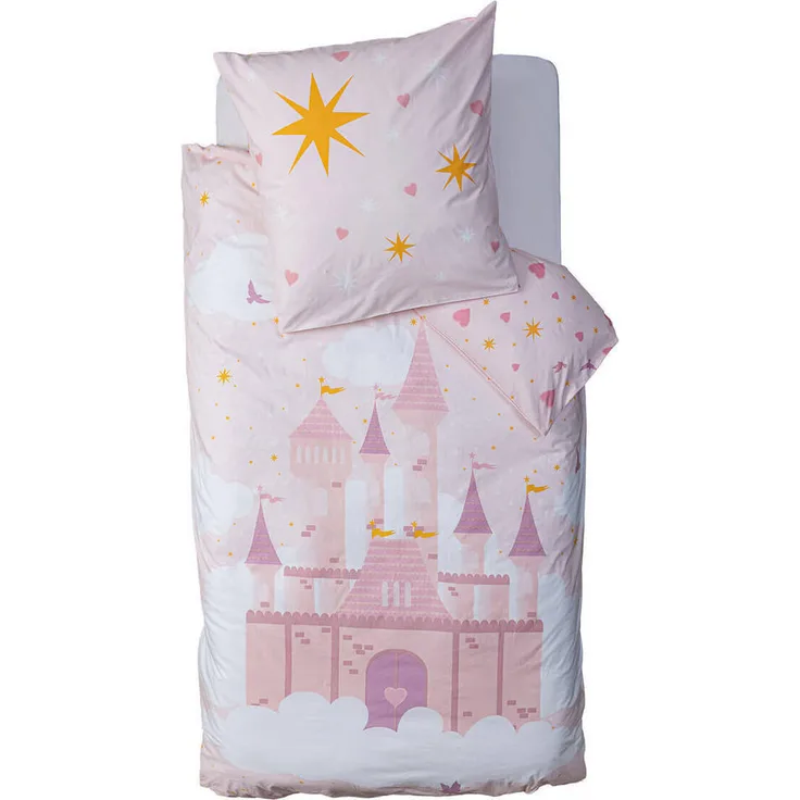 Atmosphera for kids Kinderbettwäsche Rosa, 100% Baumwolle, 140x200 cm, atmungsaktive Schlaftextilien für Kinderbetten