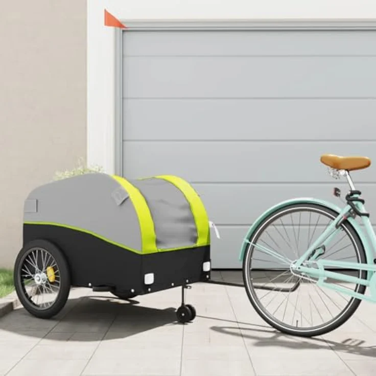 vidaXL Fahrradkinderanhänger Fahrradanhänger Schwarz und Grün 45 kg Eisen, Robustes Material, Praktisches Design, Maximale Tragfähigkeit – Bild 2