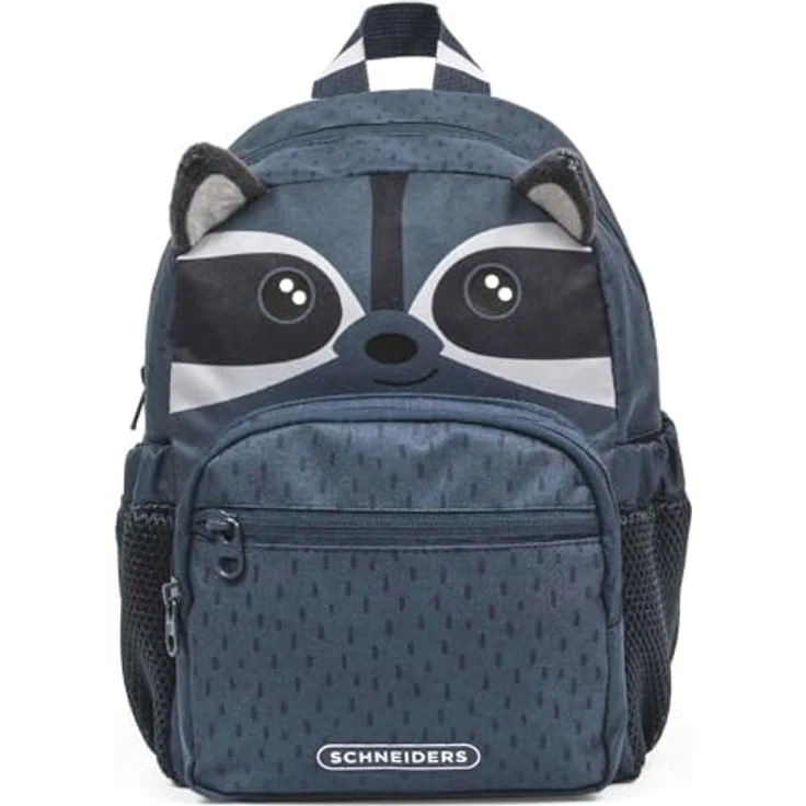 Schneiders Kindergartenrucksack Rocky Racoon, grauer Kinderrucksack aus recycelten PET-Flaschen mit verstellbaren Schultergurten und großzügigem Hauptfach – Bild 1