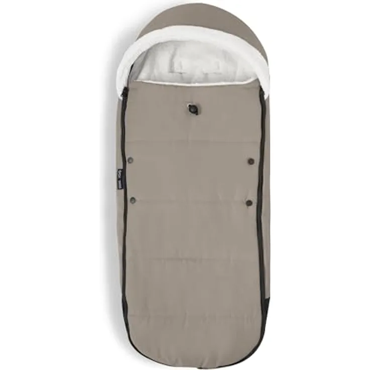 Stokke YOYO Fußsack, Taupe - Sherpa-Futter, Fleece-Kapuze mit Kordelzug, doppelte Wattierung - Maschinenwaschbar bei 30°C - Inklusive kleiner Tasche