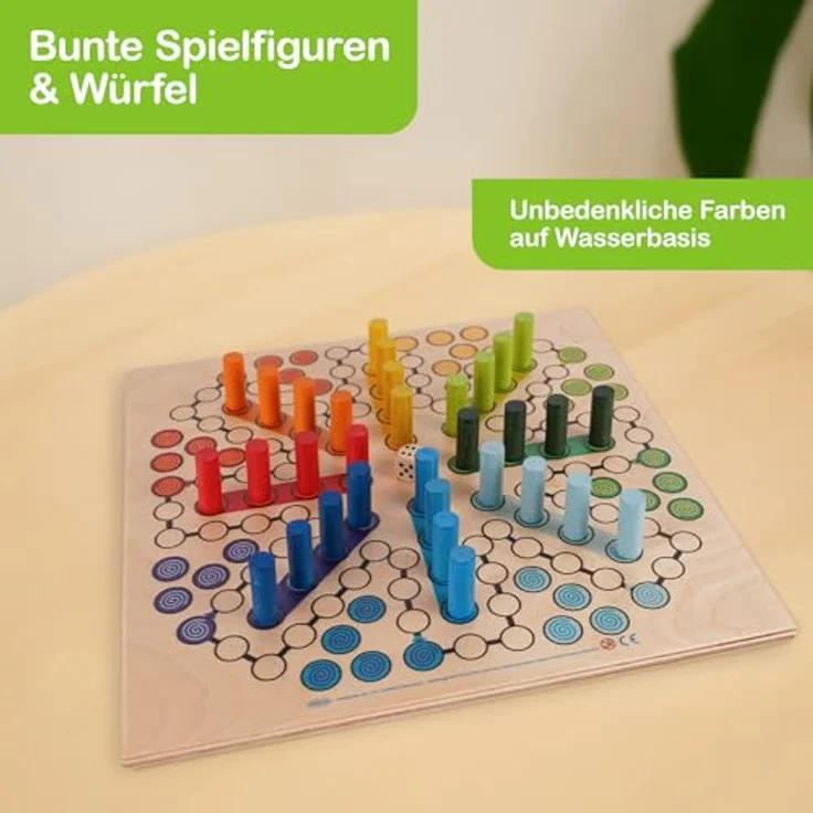 Hess Holzspielzeug 14849 - Brettspiel "Raus mit Dir" aus Holz, inklusive Würfel und Spiel-Steinen, handgefertigt, für bis zu 8 Personen, unterhaltsamer Spielspaß für Klein und Groß – Bild 5